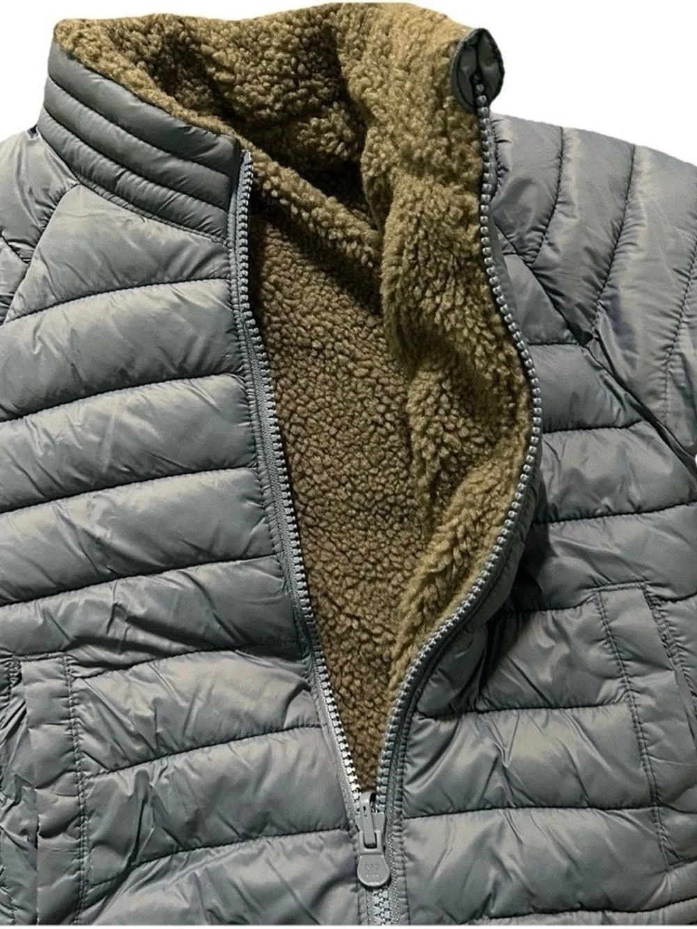 Gap Toddler Boy Reversible Blue Puffer Jacket Sherpa Lined Size 3T